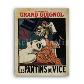 Printable Les Pantins Du Vice - Grand Guignol horror theatre poster - vintage print poster
