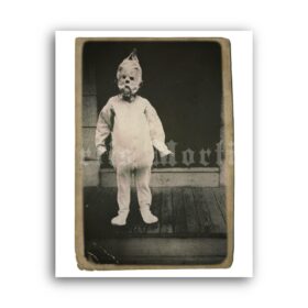 Printable Weird creepy child in Halloween costume - vintage photo - vintage print poster