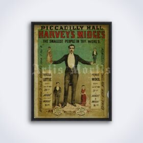 Printable Harvey's Midges, The Smallest People circus freak show poster - vintage print poster