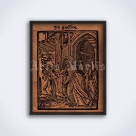 Printable Dance of Death, The Abbess - Hans Holbein medieval art print - vintage print poster