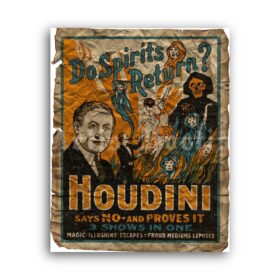 Printable Houdini - Do Spirit Return vintage magic show, illusionist poster - vintage print poster