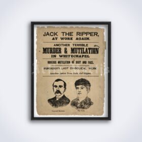 Printable Jack the Ripper at work again - serial killer wanted poster - vintage print poster