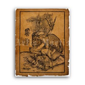 Printable Jaws of the Devil - medieval religious woodcut poster - vintage print poster