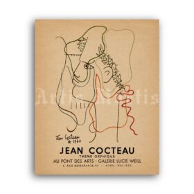 Printable Jean Cocteau Theme Orphique 1960 art exhibition poster - vintage print poster