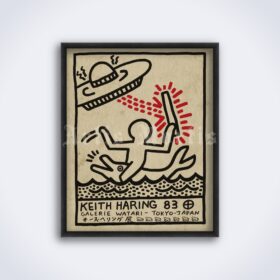 Printable Keith Haring 1983 Tokyo art exhibition poster - vintage print poster
