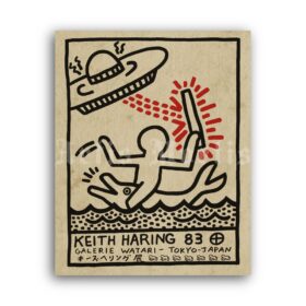 Printable Keith Haring 1983 Tokyo art exhibition poster - vintage print poster