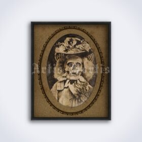 Printable Lady Skeleton, woman skull - Victorian creepy photo - vintage print poster