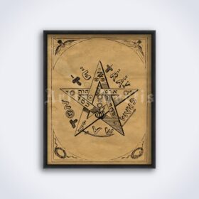 Printable Tetragrammaton, Name of God - esoteric pentagram poster - vintage print poster