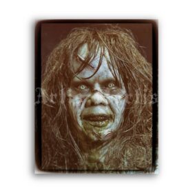 Printable The Exorcist horror film, Linda Blair demon portrait photo - vintage print poster