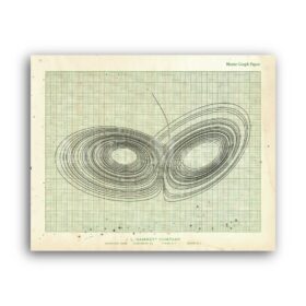 Printable Lorenz Strange Attractor, Chaos theory, math art poster - vintage print poster