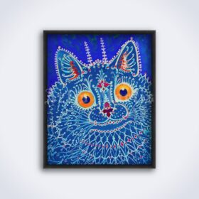 Printable Gothic style Cat by Louis Wain - weird, psychedelic, mad art - vintage print poster