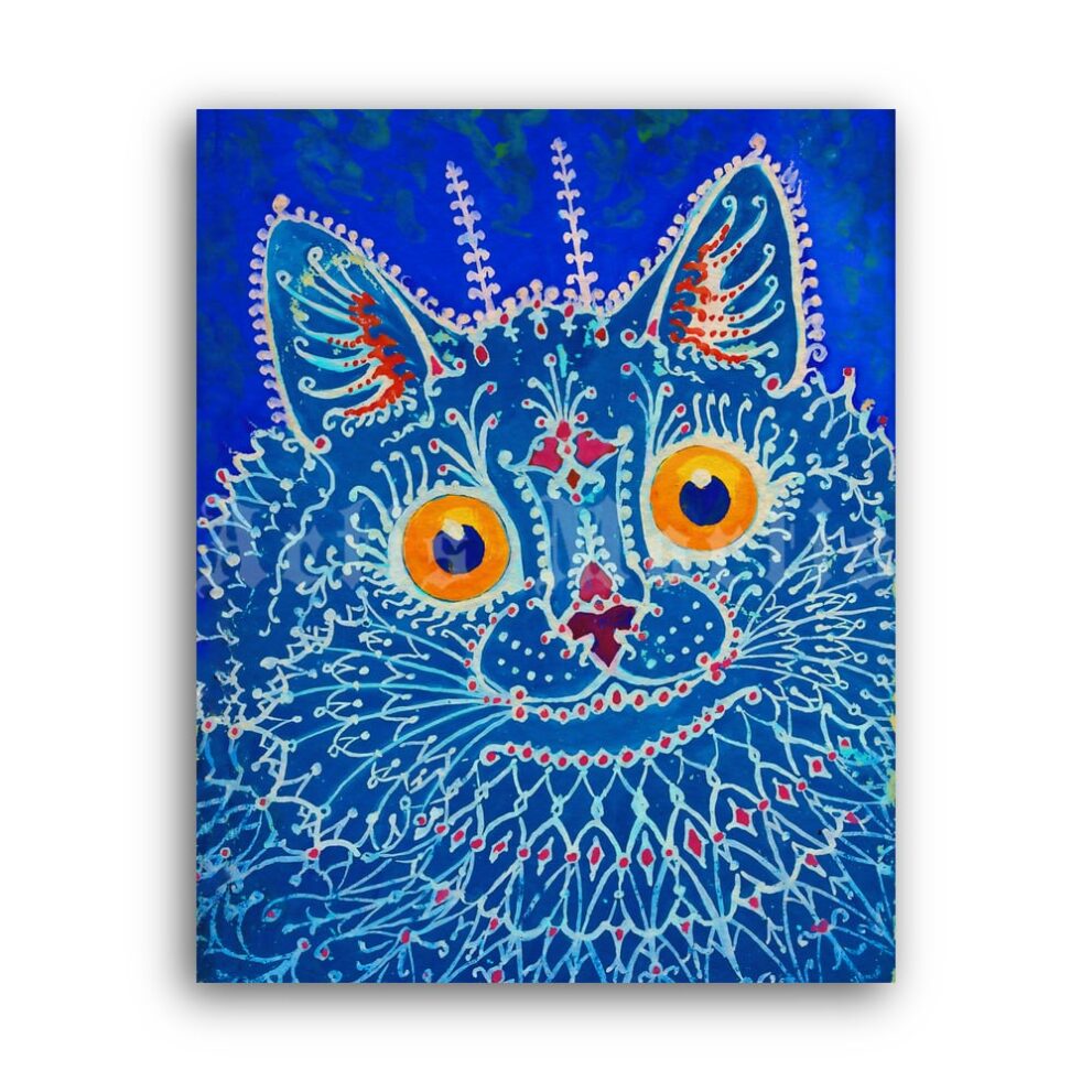 Printable Gothic style Cat by Louis Wain - weird, psychedelic, mad art - vintage print poster