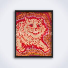 Printable Psychedelic style Cat by Louis Wain - weird, psychedelic, mad art - vintage print poster