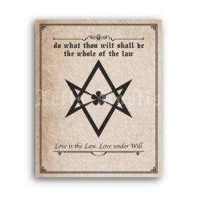 Printable Aleister Crowley Thelema Magick Seal and Law poster - vintage print poster