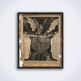 Printable Lucifer demon medieval illustration - Satan, Devil poster - vintage print poster