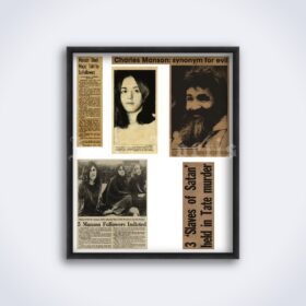 Printable Charles Manson Newspaper clippings #1 poster - vintage print poster
