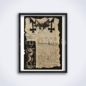 Printable Mayhem - Euronymous handwritten letter print, poster - vintage print poster