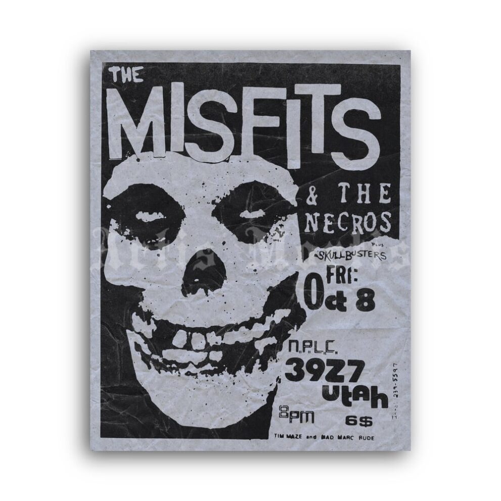 Printable Misfits vintage 1981 horror punk, hardcore, rock concert flyer - vintage print poster