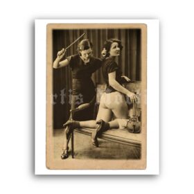 Printable Music student girl spanking - French risque photo by Ostra Studio - vintage print poster