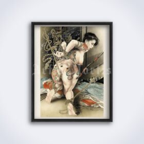 Printable Tattooed girl torture - Japanese kinbaku art by Ozuma Kaname - vintage print poster