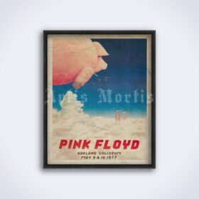 Printable Pink Floyd 1977 live show at Oakland Coliseum poster - vintage print poster