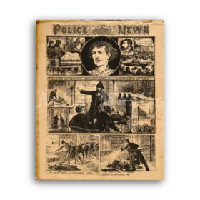 Printable Jack the Ripper, Elizabeth Stride - Police News magazine poster - vintage print poster
