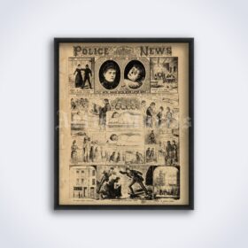 Printable Jack the Ripper, Mitre Square - Police News magazine poster - vintage print poster
