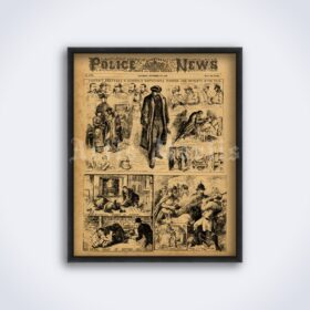 Printable Jack the Ripper portrait - Police News magazine poster - vintage print poster