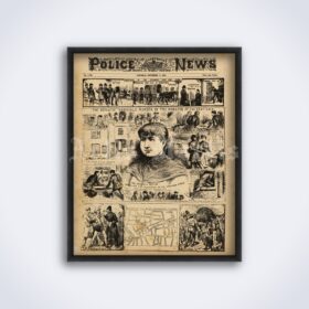 Printable Jack the Ripper, Mary Kelly - Police News magazine poster - vintage print poster
