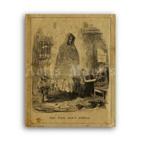 Printable Death - the Poor Man's Friend - Victorian illustration poster - vintage print poster
