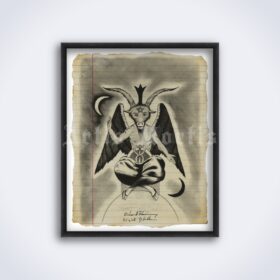 Printable Satan drawing signed by Night Stalker Richard Ramirez - vintage print poster