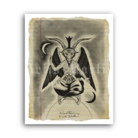 Printable Satan drawing signed by Night Stalker Richard Ramirez - vintage print poster