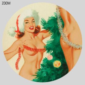 Printable Hot sexy Santa Girls, vintage Christmas Pin-Up art by Bill Randall - vintage print poster
