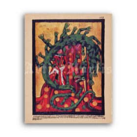 Printable Magic dragon - mystic, alchemical art by Carl Gustav Jung - vintage print poster