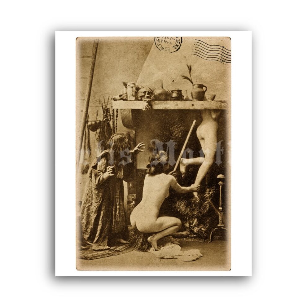 Printable Witches Sabbath in Paris #3 - antique postcard poster - vintage print poster