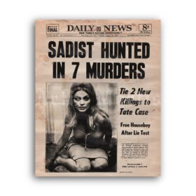 Printable Charles Manson and Tate-LaBianca murders newspaper poster - vintage print poster