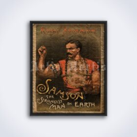 Printable Samson The Strongest Man on Earth - Victorian circus poster - vintage print poster