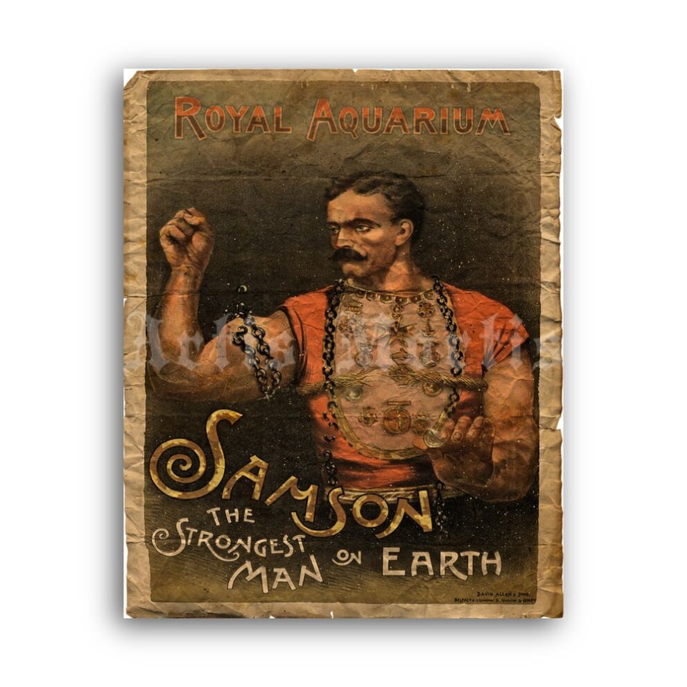 Printable Samson The Strongest Man on Earth - Victorian circus poster - vintage print poster