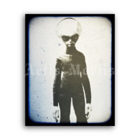 Printable Skinny Bob Grey Alien photo - Roswell incident, UFO, conspiracy - vintage print poster