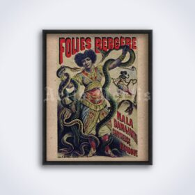 Printable Nala Damajanti - Hindu snake charmer Folies Bergere poster - vintage print poster