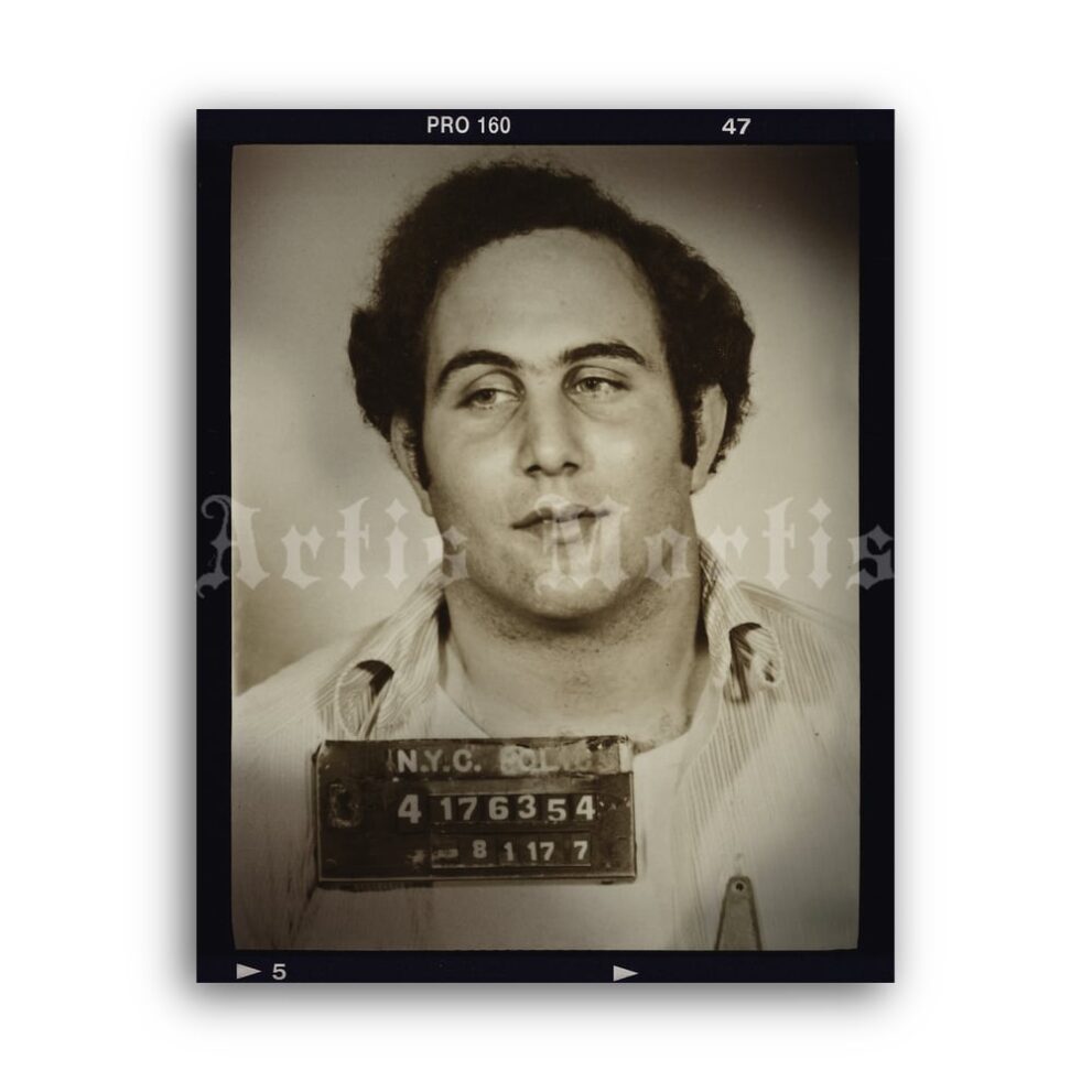 Printable Son of Sam David Berkowitz serial killer mugshot photo poster - vintage print poster