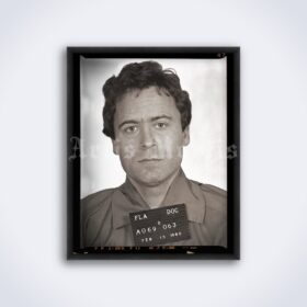 Printable Ted Bundy serial killer arrest mugshot photo poster - vintage print poster