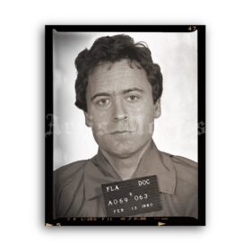 Printable Ted Bundy serial killer arrest mugshot photo poster - vintage print poster