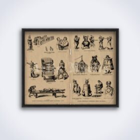 Printable Torture and execution devices of medieval inquisition tab poster - vintage print poster