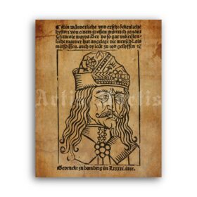 Printable Vlad the Impaler portrait, Vlad Tepes - medieval Dracula poster - vintage print poster