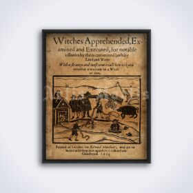Printable Witches apprehended - Medieval witch hunting pamphlet poster - vintage print poster