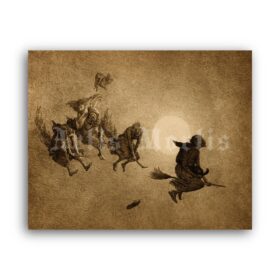 Printable The Witches Ride drawing by William Holbrook Beard - vintage print poster