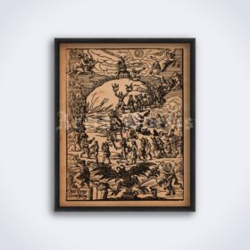Printable Witches Sabbath - 1668 medieval woodcut art print - vintage print poster