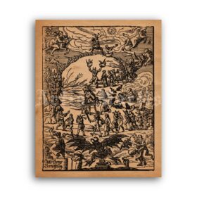 Printable Witches Sabbath - 1668 medieval woodcut art print - vintage print poster