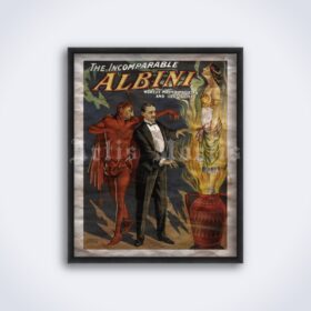 Printable Albini the Incomparable - vintage magic show, illusionist poster - vintage print poster